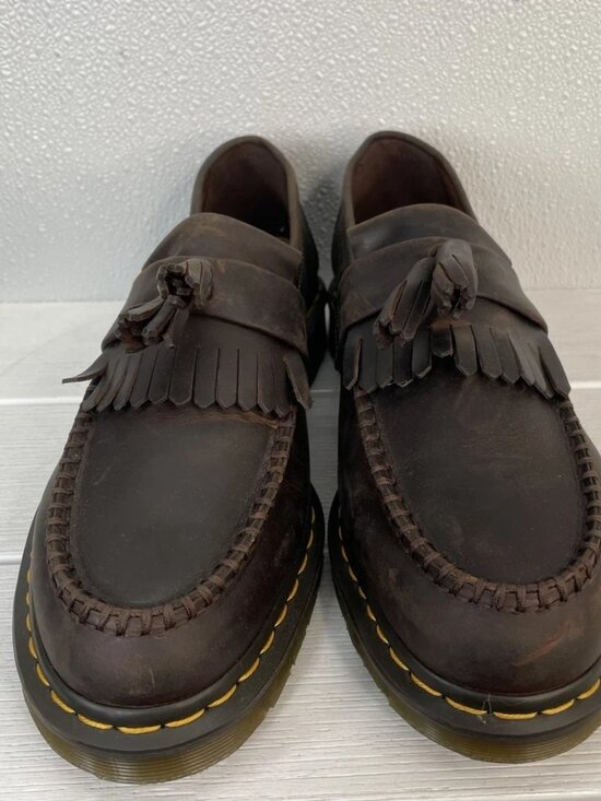 Dr Martens Unisex Size M10 W11 Adrian Crazy Horse Leather Tassel Loafers Brown
